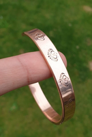 Magnet Copper Kara Khanda Engraved Sikh Kada Adjustable Bangle Hindu Tamba V33