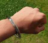 Stainless Steel Kara Seven Lines Bangle Sikh Singh Karha Khalsa Edged Kada CC30R Unisex Smooth Bracelet