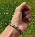 Stainless Steel Kara Seven Lines Bangle Sikh Singh Karha Khalsa Edged Kada CC30R Unisex Smooth Bracelet