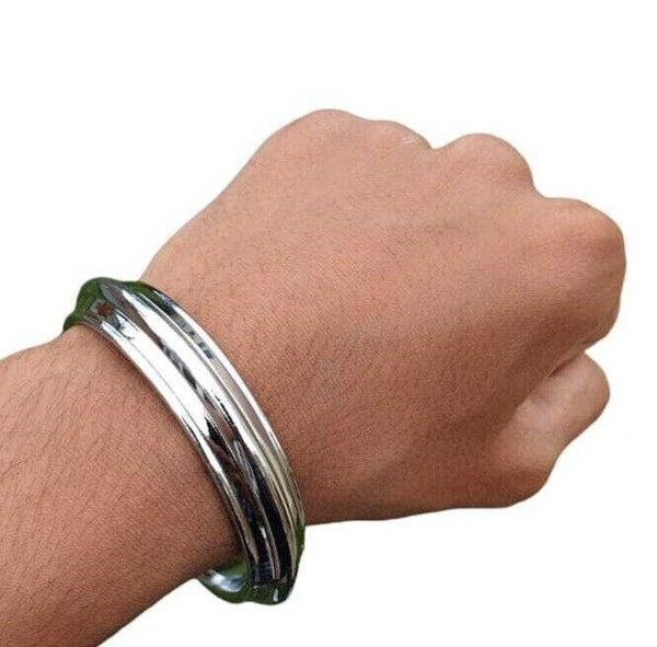 Chrome Plated Kara Sikh Kada Singh Kaur Khalsa Round Edged Thick Bracelet V40