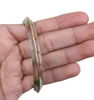 Stainless Steel Kara Lines Design Brass Edge Sikh Bangle Singh Khalsa Kada V38