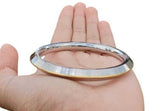 Stainless Steel Kara Lines Design Brass Edge Sikh Bangle Singh Khalsa Kada V38