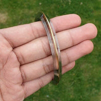 Stainless Steel Kara Lines Design Brass Edge Sikh Bangle Singh Khalsa Kada V38