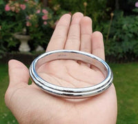 Chrome Plated Kara Sikh Kada Singh Kaur Khalsa Round Edged Thin Bracelet V39 NEW