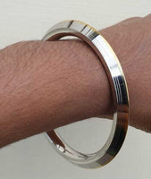 Stainless Steel Kara Lines Design Brass Edge Sikh Bangle Singh Khalsa Kada V38