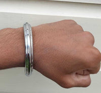 Chrome Plated Kara Sikh Kada Singh Kaur Khalsa Round Edged Thin Bracelet V39 NEW