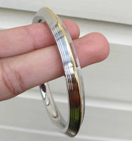 Stainless Steel Kara Lines Design Brass Edge Sikh Bangle Singh Khalsa Kada V38