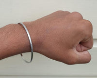 Stunning Chrome Plated Silver Tone very Thin Sikh Khalsa Kara Bracelet Bangle C7