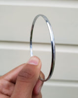 Stunning Chrome Plated Silver Tone very Thin Sikh Khalsa Kara Bracelet Bangle C7