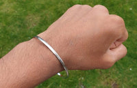 Stunning Chrome Plated Silver Tone very Thin Sikh Khalsa Kara Bracelet Bangle C7