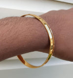 Gold Plated Kara Sikh Kada 24K Gold Look Bangle Singh Kaur Unisex Bracelet J11R One Edge Karha