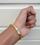 Gold Plated Kara Sikh Kada 24K Gold Look Bangle Singh Kaur Unisex Bracelet J11R One Edge Karha