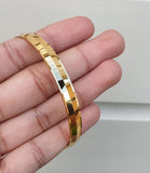 Gold Plated Kara Sikh Kada 24K Gold Look Bangle Singh Kaur Unisex Bracelet J11R One Edge Karha