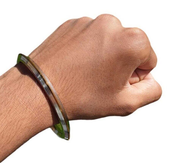 Stainless Steel Kara Sikh Bangle Brass Line Edged Bracelet Singh Khalsa Kada T13
