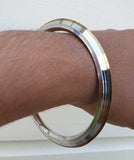 Stainless Steel Kara Sikh Bangle Brass Line Edged Bracelet Singh Khalsa Kada T13