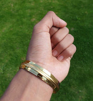 Sikh Kara Gold plated 22ct Look Wide Kada Singh Kaur Khalsa Religious Bangle T15