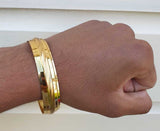 Sikh Kara Gold plated 22ct Look Wide Kada Singh Kaur Khalsa Religious Bangle T15