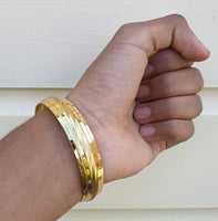 Sikh Kara Gold plated 22ct Look Wide Kada Singh Kaur Khalsa Religious Bangle T15