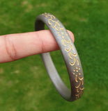 Sarbloh Iron Kara Smooth Round Engraved Sikh Kada Singh Kaur Khalsa Bangle S23