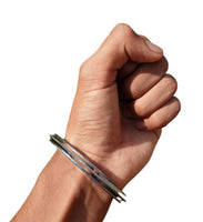 Stainless Steel Kara Sikh Bangle 3 Lines Ridged Edge Kada Singh Bracelet S26 NEW