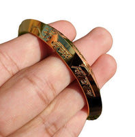 Gold Plated Kara Hindu Luck Bangle Om Namo Shivay Engraving Healing Bracelet S25