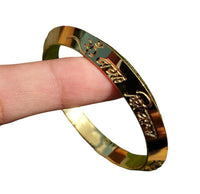 Gold Plated Kara Hindu Luck Bangle Om Namo Shivay Engraving Healing Bracelet S25