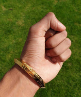 Gold Plated Kara Hindu Luck Bangle Om Namo Shivay Engraving Healing Bracelet S25