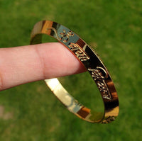 Gold Plated Kara Hindu Luck Bangle Om Namo Shivay Engraving Healing Bracelet S25