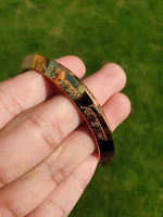 Gold Plated Kara Hindu Luck Bangle Om Namo Shivay Engraving Healing Bracelet S25