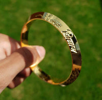 Gold Plated Kara Hindu Luck Bangle Om Namo Shivay Engraving Healing Bracelet S25