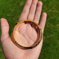 Gold Plated Kara Hindu Luck Bangle Om Namo Shivay Engraving Healing Bracelet S25