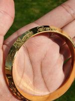 Gold Plated Kara Hindu Luck Bangle Om Namo Shivay Engraving Healing Bracelet S25