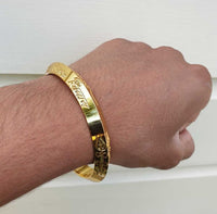 Gold Plated Kara Hindu Luck Bangle Om Namo Shivay Engraving Healing Bracelet S25