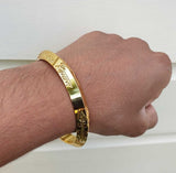 Gold Plated Kara Hindu Luck Bangle Om Namo Shivay Engraving Healing Bracelet S25