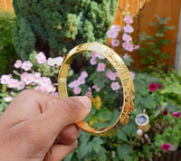 Gold Plated Kara Hindu Luck Bangle Om Namo Shivay Engraving Healing Bracelet S25