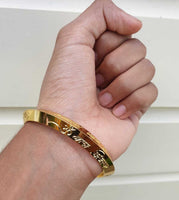 Gold Plated Kara Hindu Luck Bangle Om Namo Shivay Engraving Healing Bracelet S25