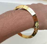 Gold Plated Kara Hindu Luck Bangle Om Namo Shivay Engraving Healing Bracelet S25