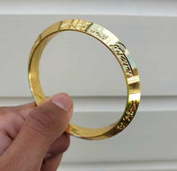 Gold Plated Kara Hindu Luck Bangle Om Namo Shivay Engraving Healing Bracelet S25