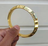 Gold Plated Kara Hindu Luck Bangle Om Namo Shivay Engraving Healing Bracelet S25