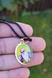 Sikh Guru Nanak Ji Guru Gobind Singh Oval Pendant in Black Evil Shield Thread MM