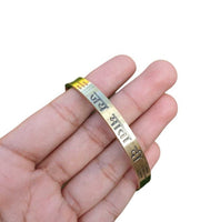 Brass Hindu Kara Good Luck Bangle Jai Mata Di Engraved Kada Healing Bracelet L20