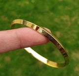 Sikh Khanda Kara Laser Engraved Gold Plated Bangle Singh Kaur Khalsa Kada CC34