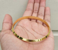 Sikh Khanda Kara Laser Engraved Gold Plated Bangle Singh Kaur Khalsa Kada CC34