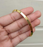 Sikh Khanda Kara Laser Engraved Gold Plated Bangle Singh Kaur Khalsa Kada CC34