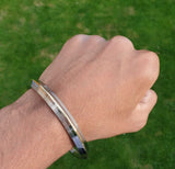 Stainless Steel Kara Brass Line Edged Sikh Bangle Singh Kaur Khalsa Kada EE13