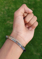 Stainless Steel Kara Brass Line Edged Sikh Bangle Singh Kaur Khalsa Kada EE13