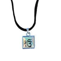 Small Punjabi Sikh Singh Silver Tone Eik onkar Square pendant Necklace LL31
