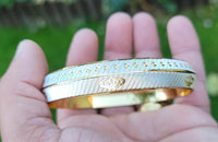 Khanda kara two tone silver gold plated kada sikh singh kaur khalsa bangle u