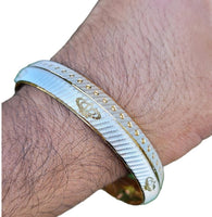 Khanda kara two tone silver gold plated kada sikh singh kaur khalsa bangle u