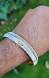 Khanda kara two tone silver gold plated kada sikh singh kaur khalsa bangle u